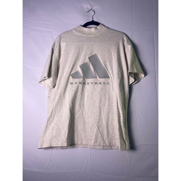 adidas Basketball Tee White IX1968 Oversized Mock Neck Short Sleeve Men's Small - Picture 1 of 2